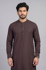 BURNT-MAROON EMBROIDERED BLENDED KAMEEZ SHALWAR