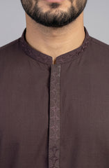 BURNT-MAROON EMBROIDERED BLENDED KAMEEZ SHALWAR