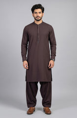 BURNT-MAROON EMBROIDERED BLENDED KAMEEZ SHALWAR