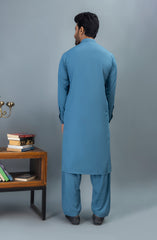 PRE WINTER'23 MEN KAMEEZ SHALWAR PLAIN STEEL BLUE