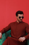 FESTIVE'23 MEN KAMEEZ SHALWAR CASUAL MAROON