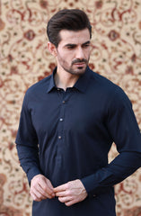 FESTIVE'23 MEN KAMEEZ SHALWAR PLAIN NAVY BLUE
