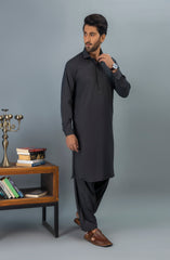 PRE WINTER'23 MEN KAMEEZ SHALWAR PLAIN DARK GREY