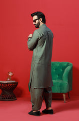 PRE WINTER'23 MEN KAMEEZ SHALWAR CASUAL GREEN