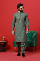 PRE WINTER'23 MEN KAMEEZ SHALWAR CASUAL GREEN