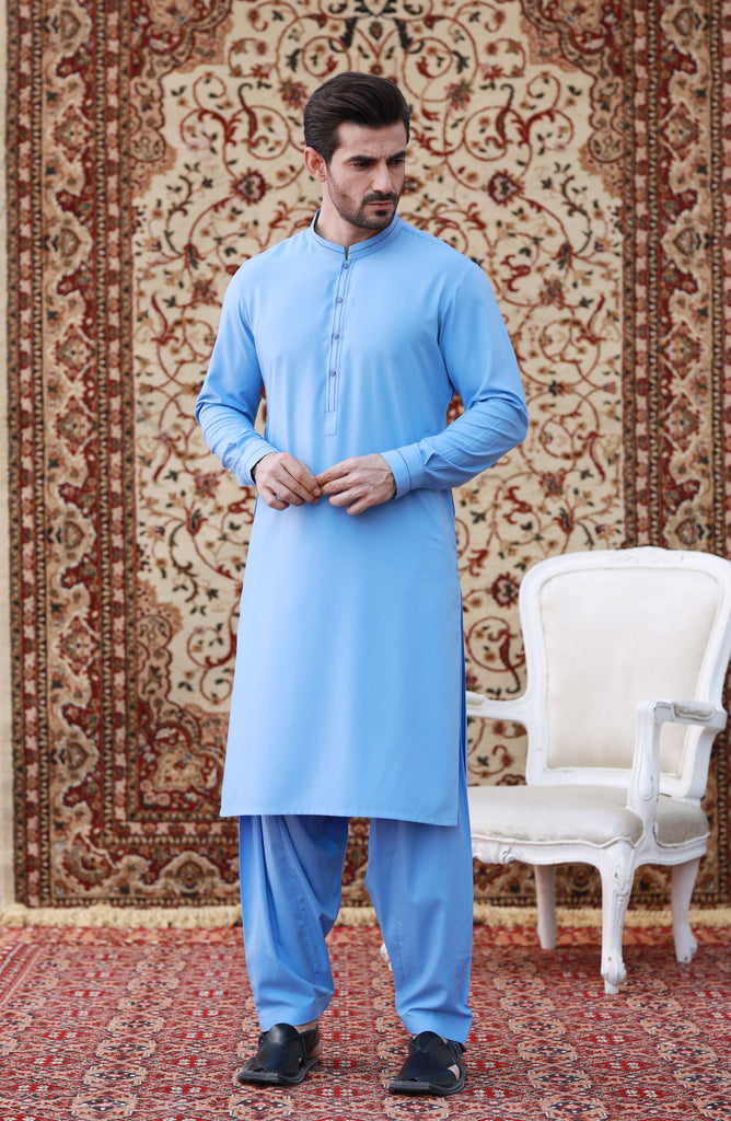 FESTIVE'23 MEN KAMEEZ SHALWAR CASUAL SKY BLUE – MTJ