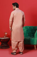 FESTIVE'23 MEN KAMEEZ SHALWAR PLAIN PEACH