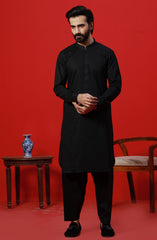 FESTIVE'23 MEN KAMEEZ SHALWAR PLAIN BLACK