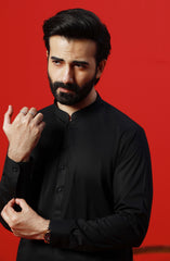 FESTIVE'23 MEN KAMEEZ SHALWAR PLAIN BLACK