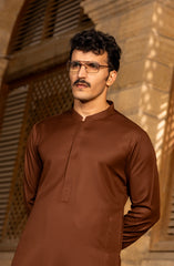 EXCLUSIVE WINTER'23 MEN KAMEEZ SHALWAR PLAIN BROWN