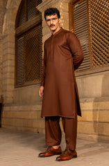 EXCLUSIVE WINTER'23 MEN KAMEEZ SHALWAR PLAIN BROWN