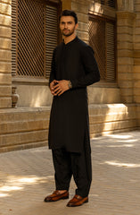 WINTER'23 MEN KAMEEZ SHALWAR PLAIN BLACK
