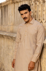 WINTER'23 MEN KAMEEZ SHALWAR PLAIN LIGHT PEACH
