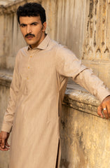 WINTER'23 MEN KAMEEZ SHALWAR PLAIN LIGHT PEACH