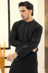 BLACK EMBROIDERED 100% COTTON KAMEEZ SHALWAR