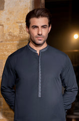 NAVY BLENDED EMBROIDERED KAMEEZ SHALWAR