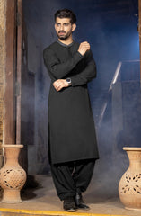 DARK GREY BLENDED EMBROIDERED KAMEEZ SHALWAR