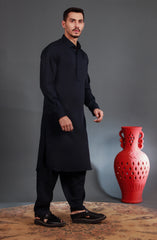 NAVY BLENDED KAMEEZ SHALWAR