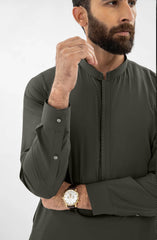 SUMMER'25 EMBROIDERED MEN KAMEEZ SHALWAR LIGHT GREY