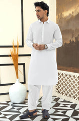 SUMMER'25 MEN KAMEEZ SHALWAR WHITE