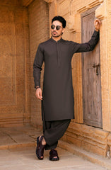 CHOCOLATE BROWN CHAMBRAY KAMEEZ SHALWAR