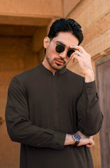 CHOCOLATE BROWN CHAMBRAY KAMEEZ SHALWAR