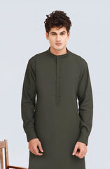 OLIVE-GREEN BLENDED KAMEEZ SHALWAR
