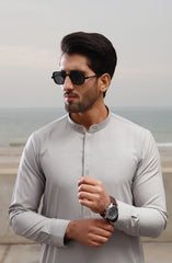 FESTIVE'23 MEN KAMEEZ SHALWAR SEMI FORMAL LIGHT GREY