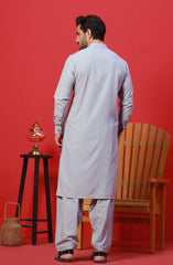 FESTIVE'23 MEN KAMEEZ SHALWAR PLAIN SLATE GREY