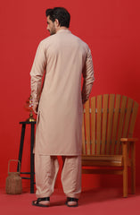 FESTIVE'23 MEN KAMEEZ SHALWAR PLAIN LIGHT BEIGE