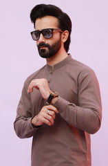 FESTIVE'23 MEN KAMEEZ SHALWAR SEMI FORMAL LIGHT BROWN