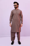 FESTIVE'23 MEN KAMEEZ SHALWAR SEMI FORMAL LIGHT BROWN