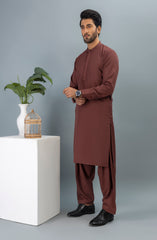 PRE WINTER'23 MEN KAMEEZ SHALWAR PLAIN BRICK RED