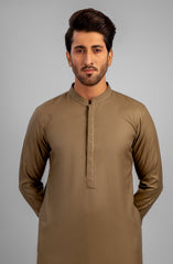 MEN KAMEEZ SHALWAR EMBROIDERED WOOD BROWN