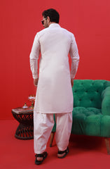 FESTIVE'23 MEN KAMEEZ SHALWAR PLAIN OFF WHITE