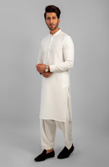 PRE WINTER'23 MEN KAMEEZ SHALWAR CASUAL MILKY WHITE