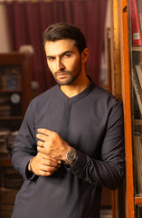 WINTER'23 MEN KAMEEZ SHALWAR PLAIN NAVY BLUE