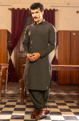 WINTER'23 MEN KAMEEZ SHALWAR PLAIN DEEP OLIVE