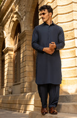 WINTER'23 MEN KAMEEZ SHALWAR PLAIN NAVY BLUE