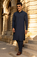 WINTER'23 MEN KAMEEZ SHALWAR PLAIN NAVY BLUE
