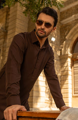WINTER'23 MEN KAMEEZ SHALWAR PLAIN CHOCOLATE
