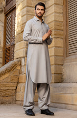 WINTER'23 MEN KAMEEZ SHALWAR PLAIN STONE GREY