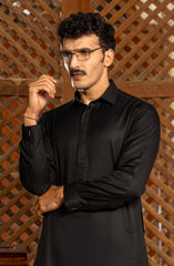 EXCLUSIVE WINTER'23 MEN KAMEEZ SHALWAR PLAIN BLACK