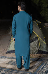 TEAL BLUE BLENDED KAMEEZ SHALWAR