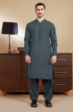 WINTER'24 MEN KAMEEZ SHALWAR WITH WAIST COAT TEAL GREEN