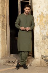OLIVE BLENDED KAMEEZ SHALWAR