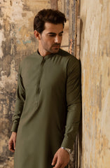OLIVE BLENDED KAMEEZ SHALWAR