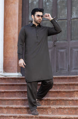DARK-GREY BLENDED KAMEEZ SHALWAR