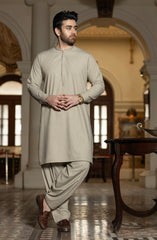 LIGHT-OLIVE BLENDED EMBROIDERED KAMEEZ SHALWAR