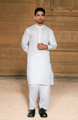 SUMMER'25 MEN KAMEEZ SHALWAR WHITE